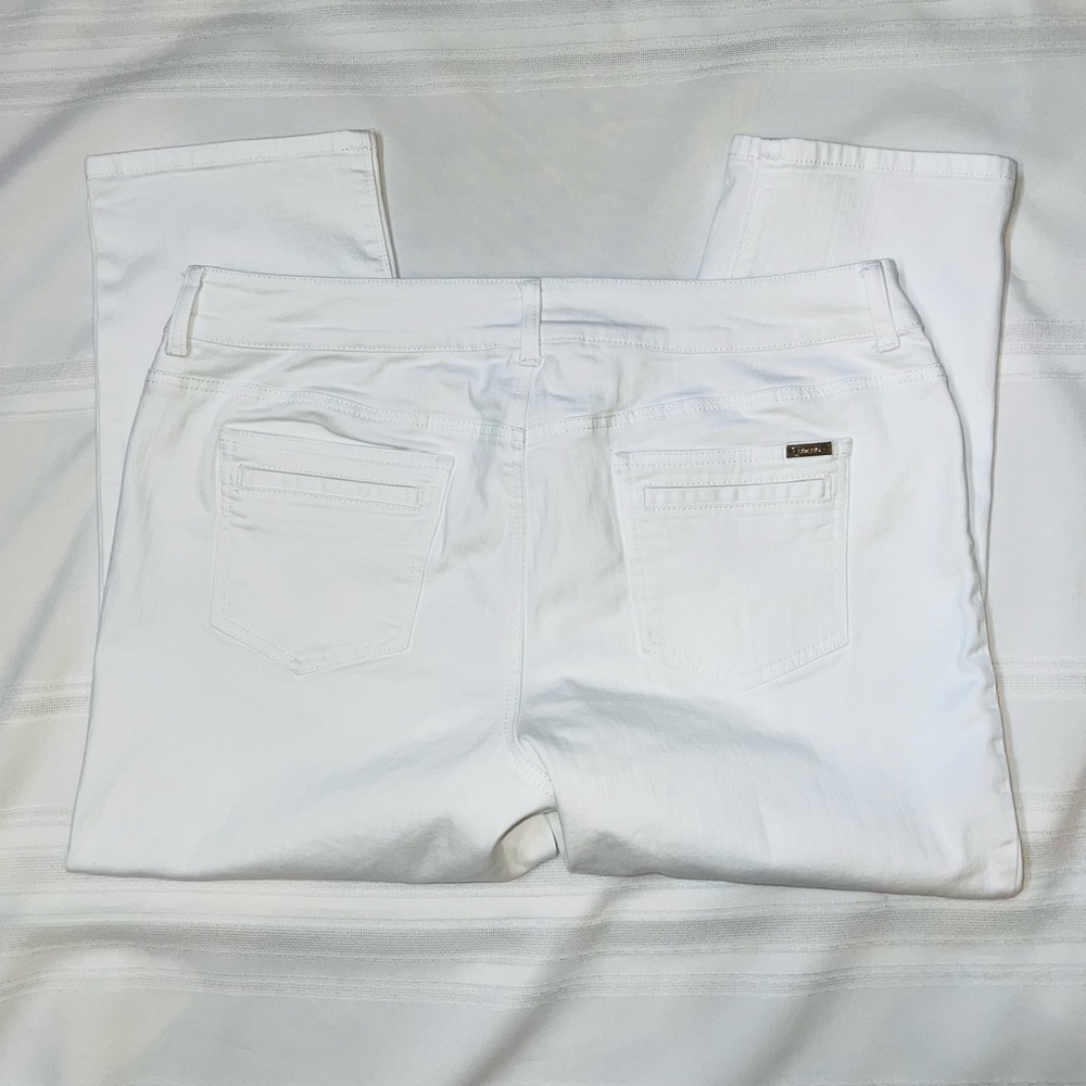 Chico’s So Slimming Jeans White Sz 2.5 Reg Sz 14 Crop - Picture 4 of 14